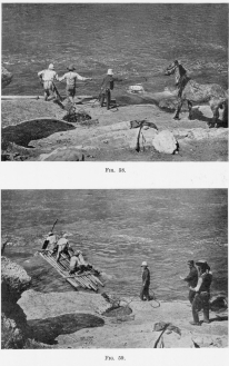 Fig. 58—Crossing the Apurimac at Pasaje. These are mountain horses, small and wiry, with a protective coat of long hair. They are accustomed to graze in the open without shelter during the entire winter.