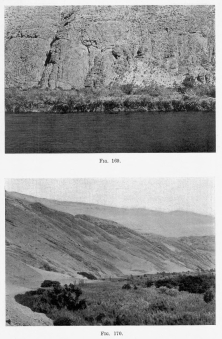 Fig. 169—The line of unconformity between the igneous basement rocks (agglomerates at this point) and the quartzites and sandstones of the Urubamba Valley, between the town of Urubamba and Ollantaytambo.