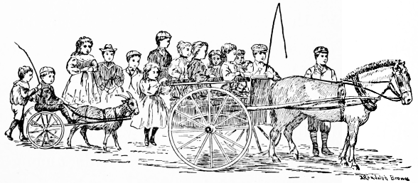 many chidlren and a pony cart