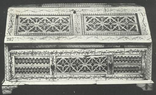 Plate XV.—Desk made from the Bones obtained from the Cook-house by the French Prisoners of War at Norman Cross (Peterborough Museum)