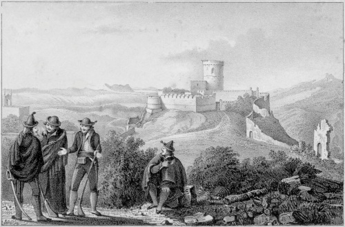 On Stone by T. J. Rawlins from a Sketch by Capt C. R. Scott R. Martin lithog 26, Long Acre   CASTLE OF XIMENA, AND DISTANT VIEW OF GIBRALTAR  Published by Henry Colburn, 13 Great Marlborough St.