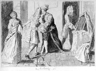 Scene Illustrating Etheredges Man of Mode; or, Sir Fopling Flutter. After the design by Lud. du Guernier.