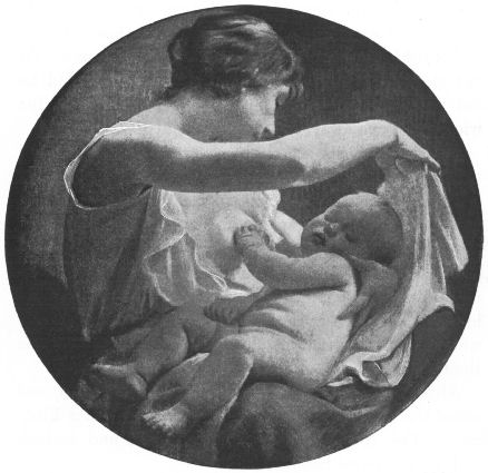 A woman holds a sleeping infant