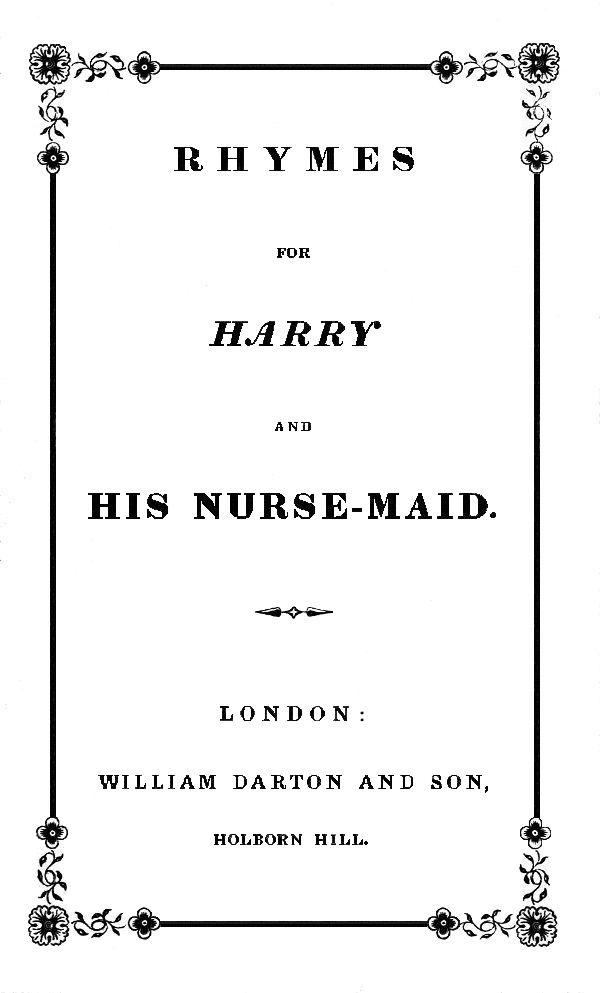 Cover for Rhymes for Harry and his Nurse-maid.