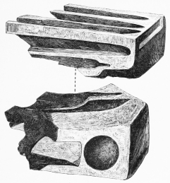 No. 82. Two fragments of a great Mould of Mica-schist for casting Copper Weapons and Ornaments (14 M.).