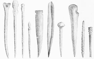 Nos. 92-101. Ivory Pins, Needles, &c., from the Lowest Stratum (11-15 M.).