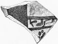 No. 203. Fragment of a Terra-cotta Vase, with Egyptian hieroglyphics, from the bottom of the Greek Stratum (2 M.).