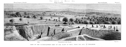 THE CHAIN OF MOUNT IDA. Mount Gargarus (Kasdak). Village of Chiplak. Snow-clad Summit. Excavations in the Temple. Altar.  VIEW OF THE SOUTH-EASTERN PART OF THE PLAIN OF TROY, FROM THE HILL OF HISSARLIK.