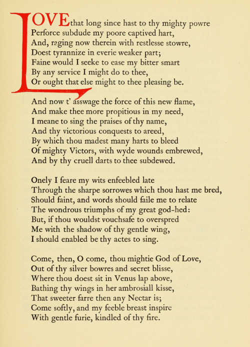 PAGE FROM EDMUND SPENSER'S 'FOUR HYMNS ON EARTHLY AND HEAVENLY LOVE AND BEAUTY'