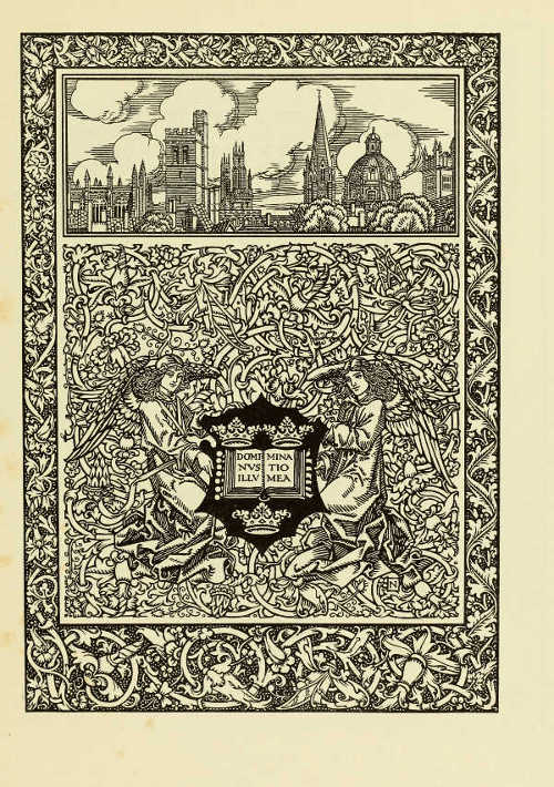 FRONTISPIECE TO AYMER VALLANCE'S “OLD COLLEGES OF OXFORD” DESIGNED BY HAROLD NELSON FROM SUGGESTIONS BY AYMER VALLANCE PUBLISHED BY MESSRS. B. T. BATSFORD LTD.