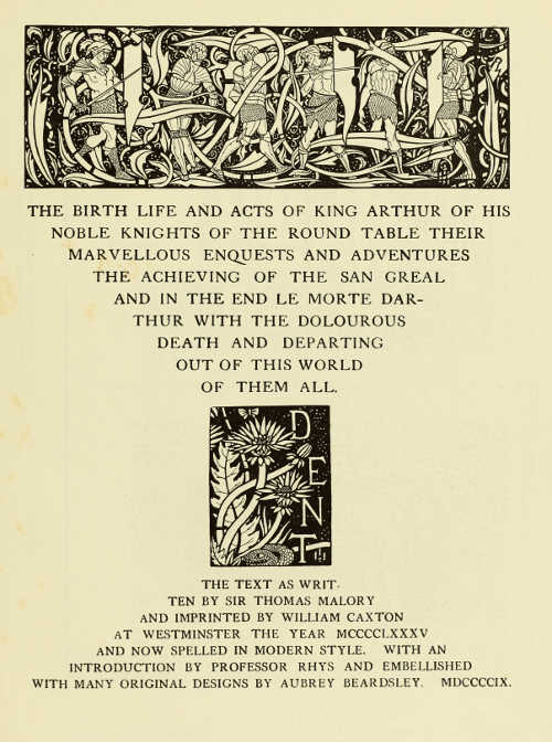 TITLE-PAGE DESIGNED BY AUBREY BEARDSLEY FOR MESSRS. J. M. DENT AND SONS LTD.