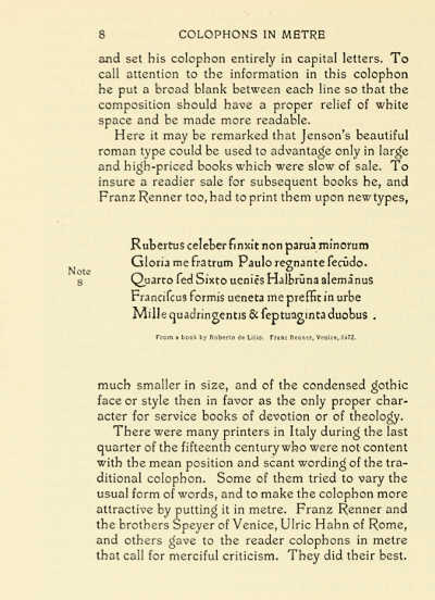 PAGE FROM “TITLE-PAGES” (THE GROLIER CLUB) PRINTED IN THE “RENNER” TYPE DESIGNED BY THEODORE LOW DE VINNE