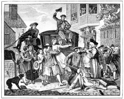 A RESCUE; OR, THE TARS TRIUMPHANT,” SHOWING PEACE OFFICERS IN 1768.  (After the Picture by R. Collett.)