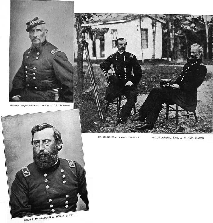 PHILIP R. DE TROBRIAND, HENRY J. HUNT, DANIEL SICKLES, AND SAMUEL P. HEINTZELMAN