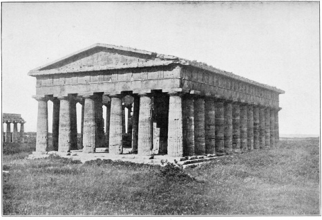 HEXASTYLE DORIC TEMPLE, PAESTUM, SOUTHERN ITALY, CALLED “TEMPLE OF NEPTUNE.”