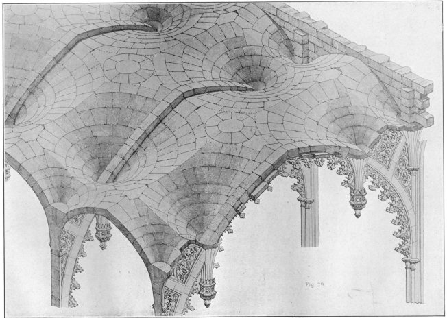 CONSTRUCTION OF ROOF, CHAPEL OF HENRY VII.  (From Drawing by Robert Willis.)