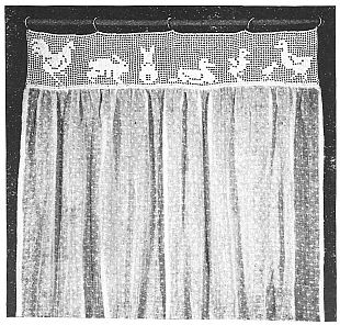 curtain with adorable top of  chickens, ducks and bunnies