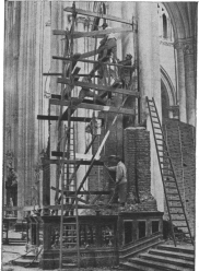 TAKING DOWN THE STATUES IN TRANSEPT.