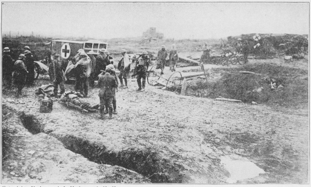 A DRESSING STATION SET UP ON NEWLY CAPTURED GROUND