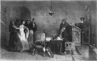Un juicio en el tribunal de la inquisicion.