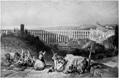 Image not available: A VIEW IN SEGOVIA.  From the engraving by D. Roberts after the painting by J. Cousin.