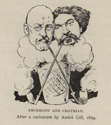 ERCKMANN AND CHATRIAN. After a caricature by André Gill, 1879.