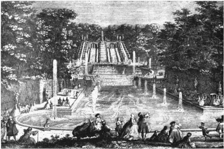 Image not available: THE CASCADE OF ST. CLOUD.  From an engraving by Rigaud.
