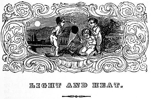 LIGHT AND HEAT. and illustration of cherubs