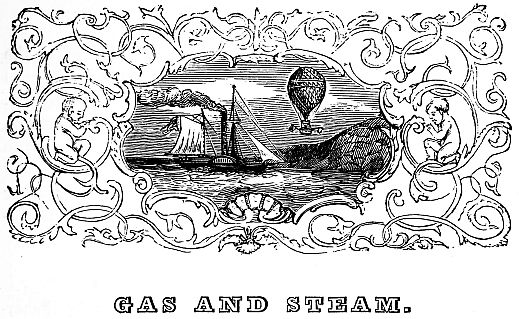 GAS AND STEAM and  illustration of ship and hot air balloon