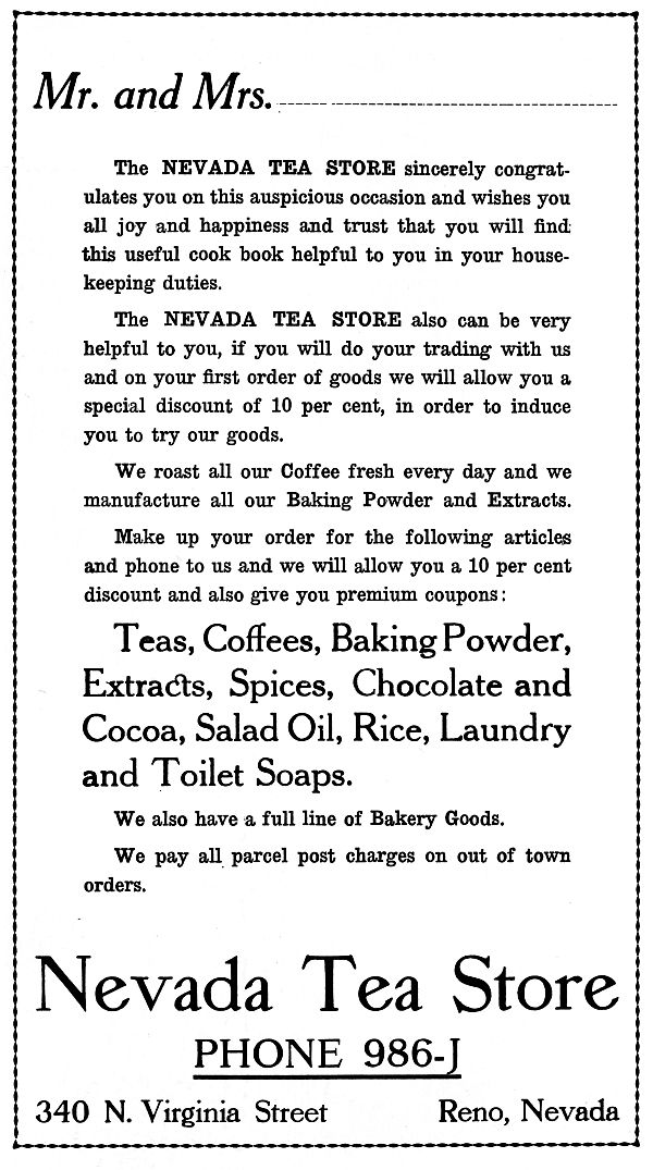 Nevada Tea Store ad