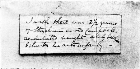 Image unavailable: Note written by Palmer to his Counsel while in the dock at the Old Bailey