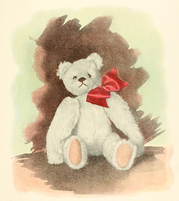white bear with pretty red ribbon