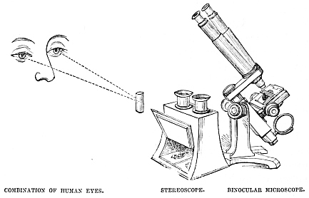 Image unavailable: COMBINATION OF HUMAN EYES. STEREOSCOPE. BINOCULAR MICROSCOPE.