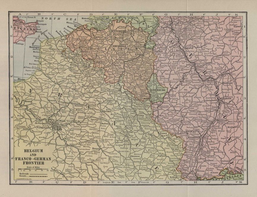Map--Belgium and the Franco-German Frontier