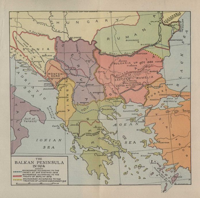 Map--The Balkan Peninsula in 1914