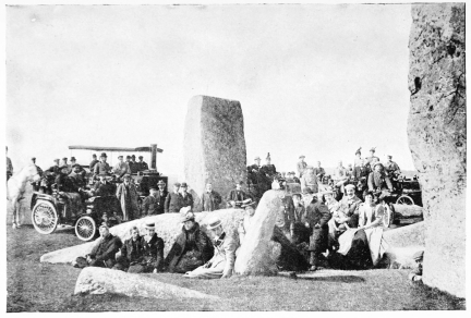 Image unavailable: ANCIENT AND MODERN: MOTOR CARS AT STONEHENGE, EASTER 1899.