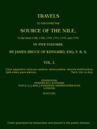 Travels to Discover the Source of the Nile, Volume 1 (of 5)
书籍封面