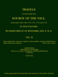 Travels to Discover the Source of the Nile, Volume 2 (of 5)
书籍封面