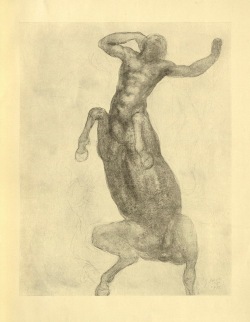 A rearing centaur expressing great anguish.