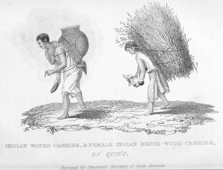 INDIAN WATER CARRIER, FEMALE INDIAN BRUSH-WOOD CARRIER