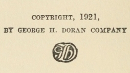 Copyright, 1921, by George H. Doran Company