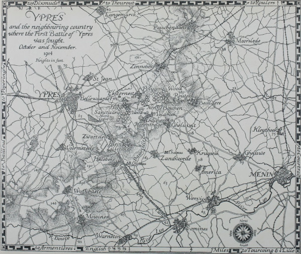 Ypres and the neighbouring country where the First Battle of Ypres was fought. October and November. 1914.