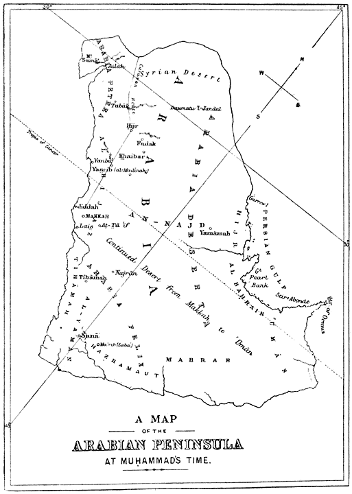A MAP OF THE ARABIAN PENINSULA AT MUḤAMMAD’S TIME.