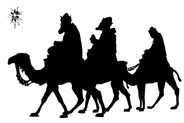 The three kings on camels and the star.