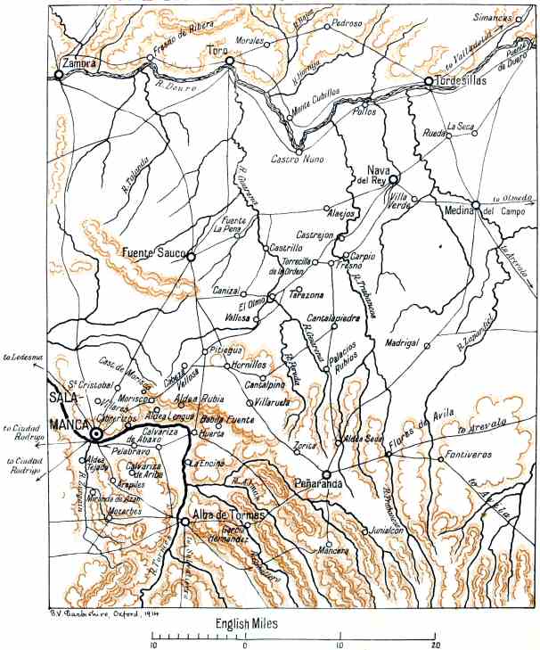 Map of the country between Salamanca and Tordesillas