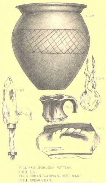 Plate 13: Roman Remains from Wroxeter, in the possession of Samuel Wood, Esq., and Mask,. in the Museum, Shrewsbury