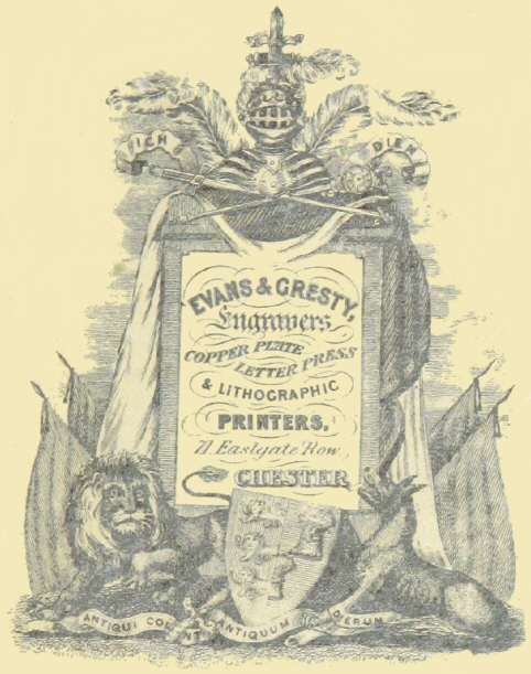 Graphic advert for Evans & Gresty, engravers, Chester