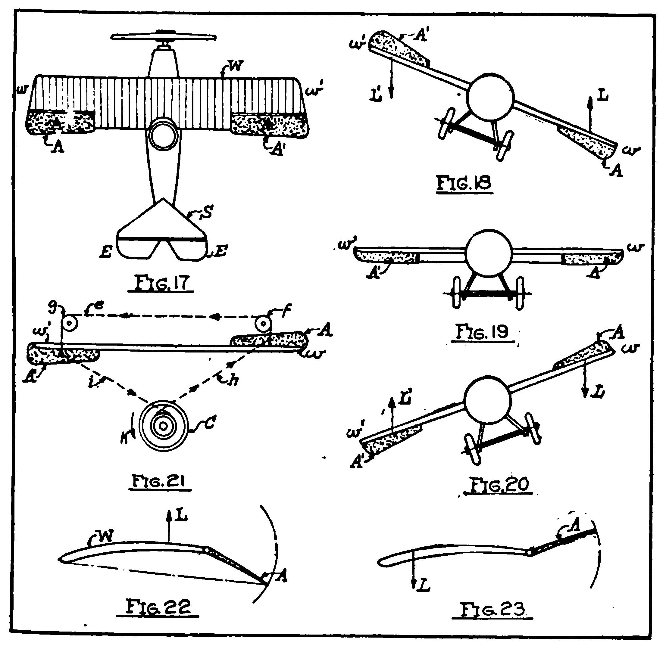 Figs. 17-23. Showing Use of Ailerons in Maintaining Lateral Balance.