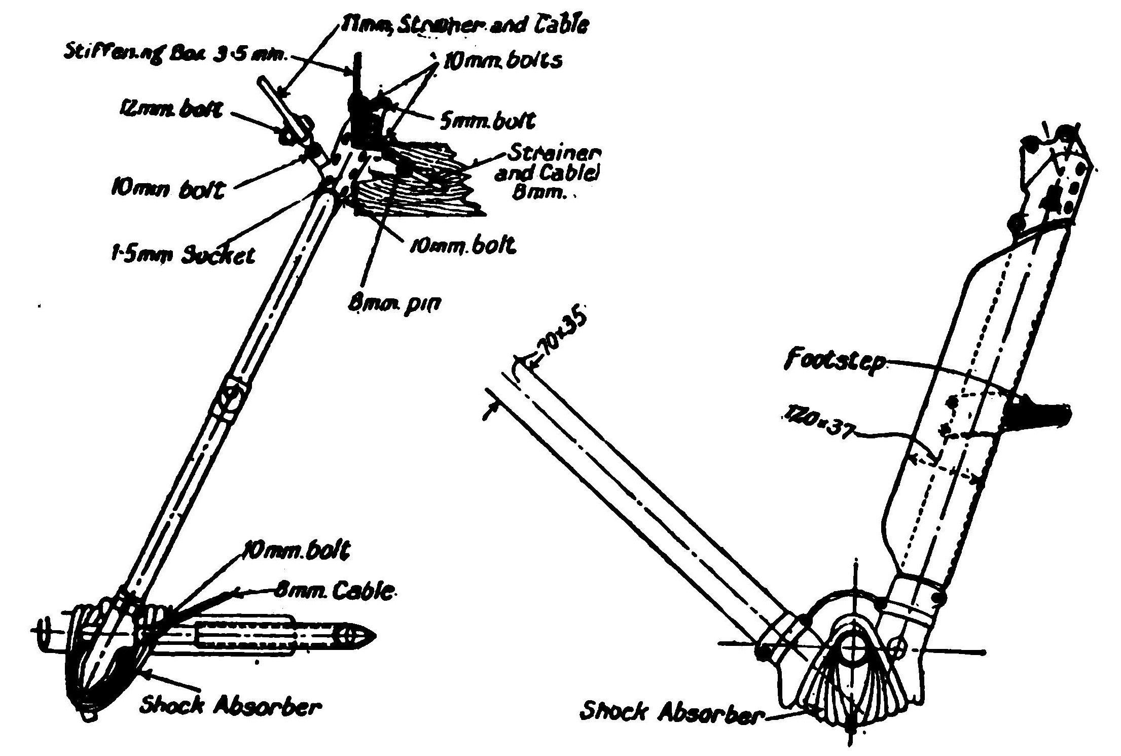 Fig 1a. "V" Type Chassis Used on Hansa-Brandenberg Biplane.