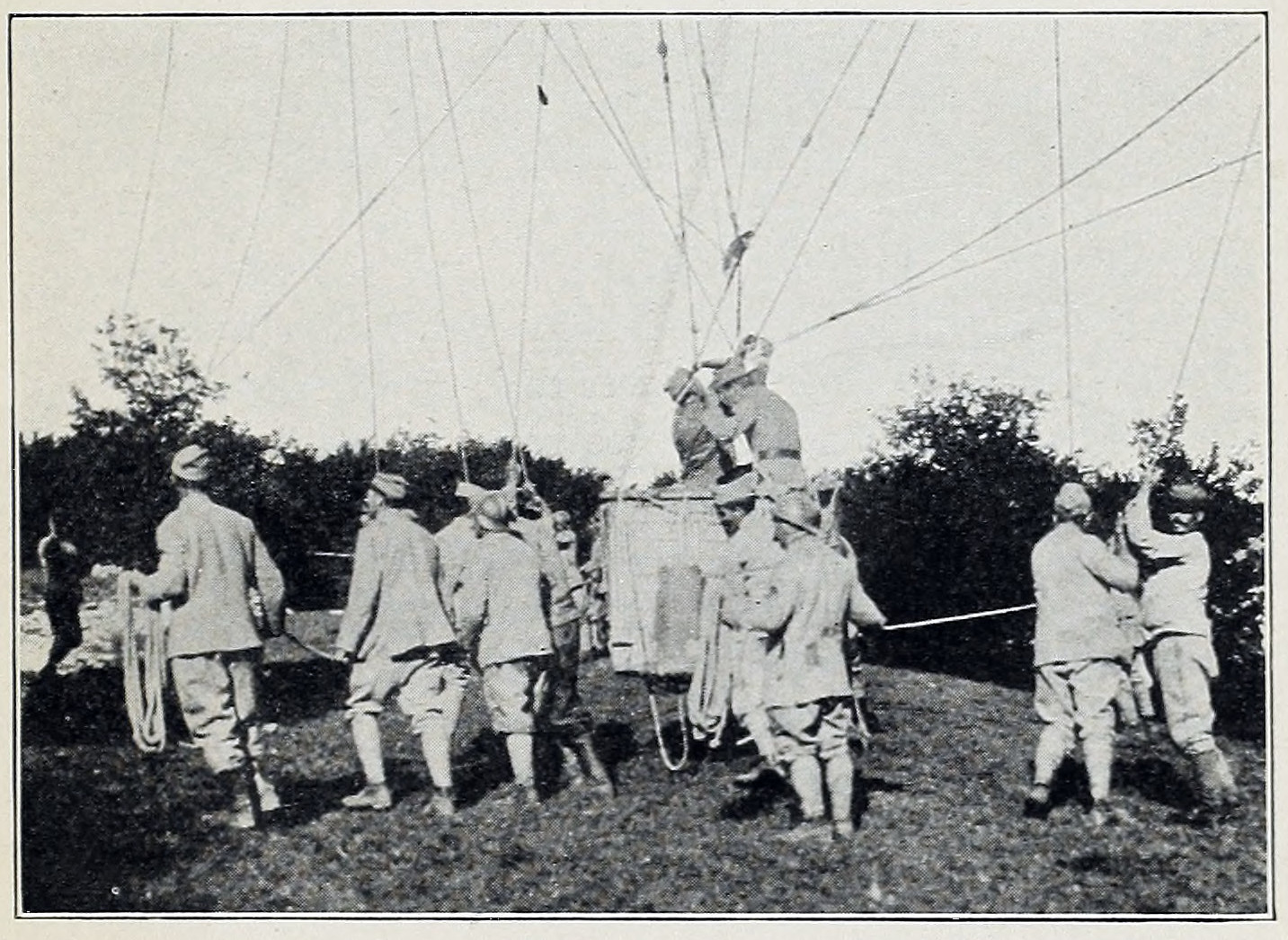 Fig. 28. French Kite Balloon Observers about to Ascend
